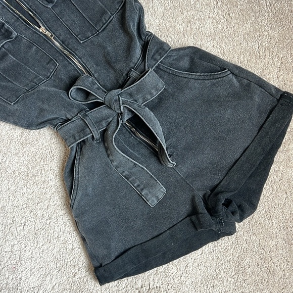 White Fox Boutique - Summer Of Love Playsuit in Acid Wash Black/Gray - Picture 5 of 7